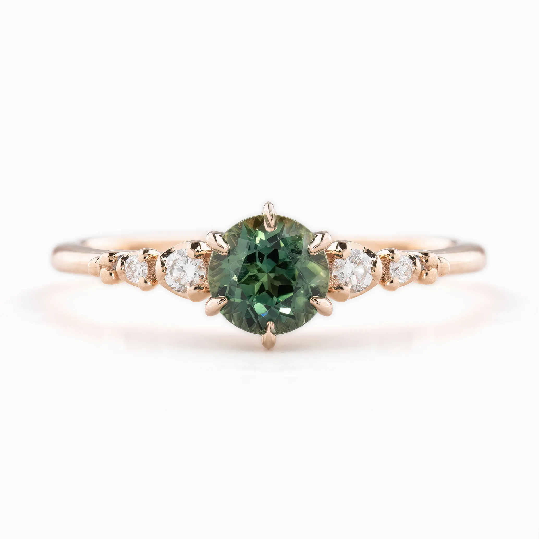 Estel Fleur Ring 0.81ct Green Queensland Sapphire, 14k Rose Gold (One of a kind)