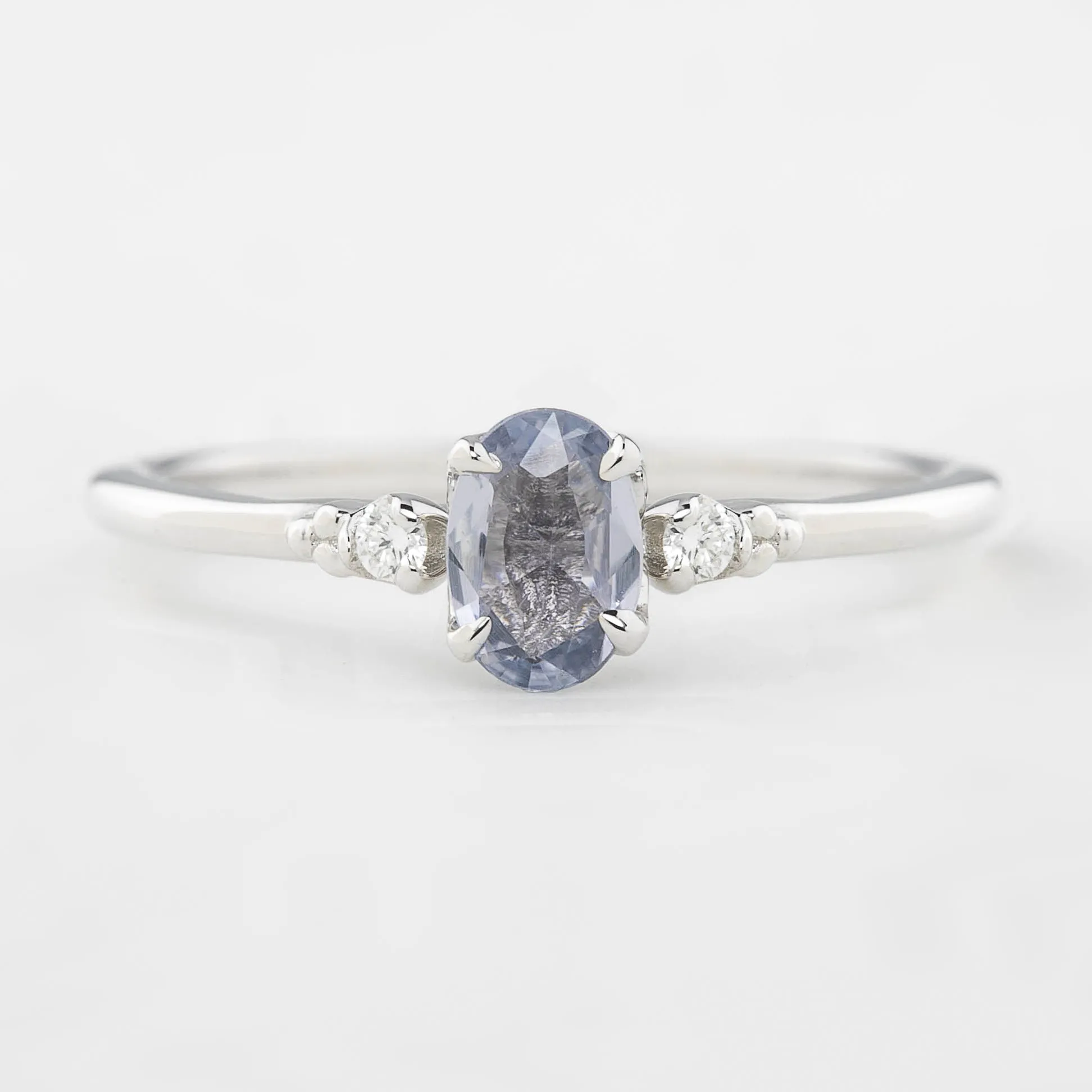 Estel Ring - 6x4mm 0.40ct Unheated Blue Sapphire, 14k White Gold