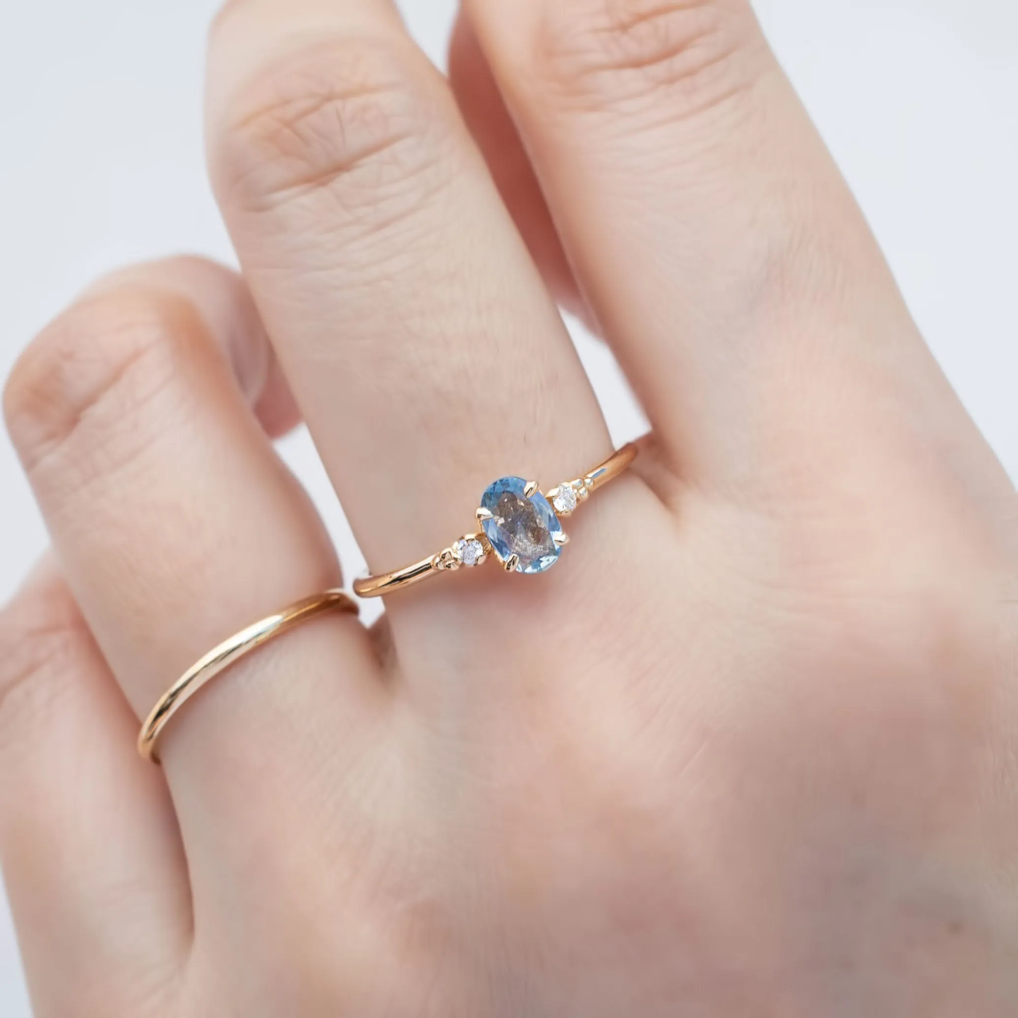 Estel Ring - 6x4mm 0.40ct Unheated Blue Sapphire, 14k White Gold