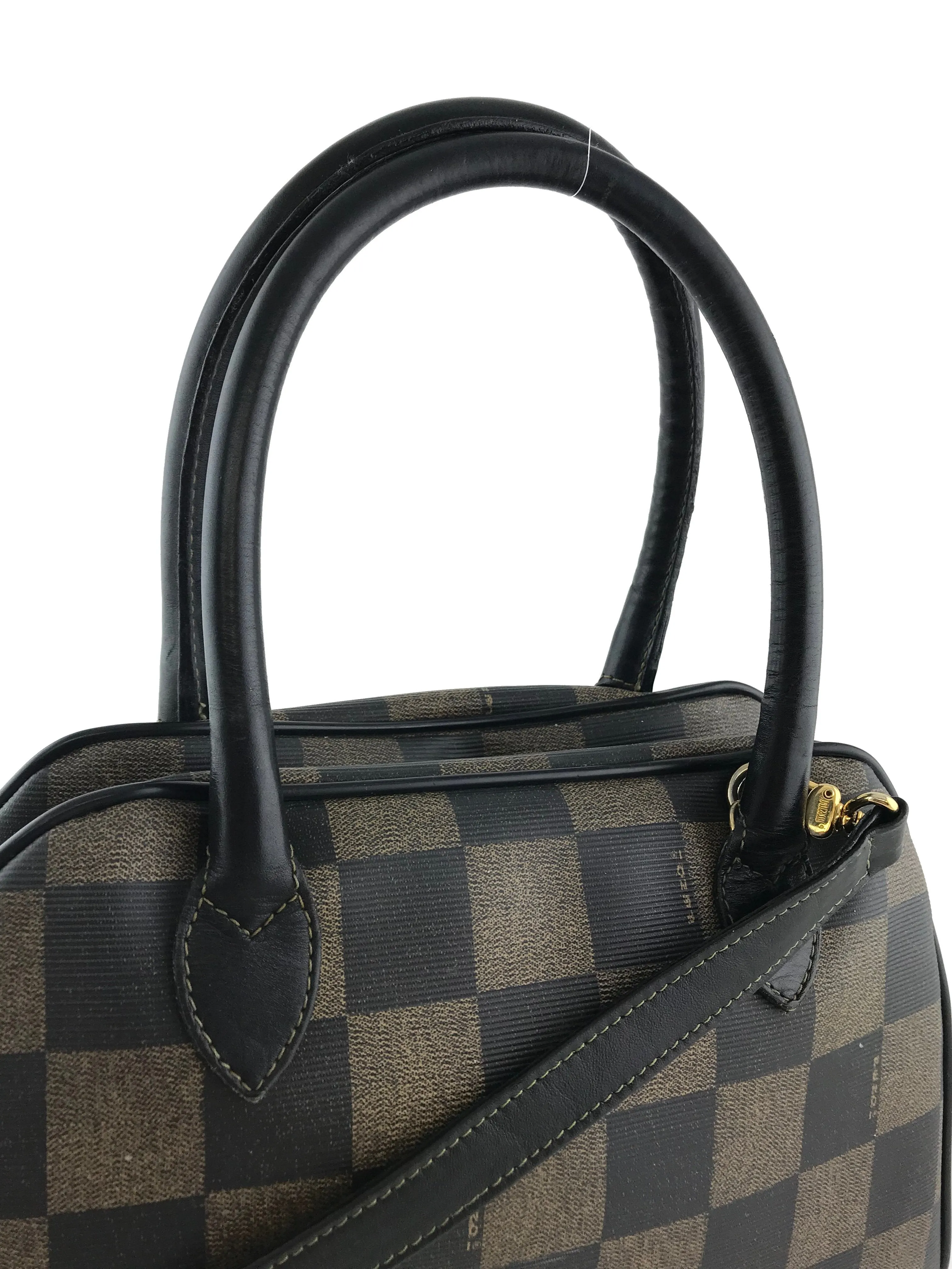 Fendi Checkered Coated Canvas Satchel with Strap