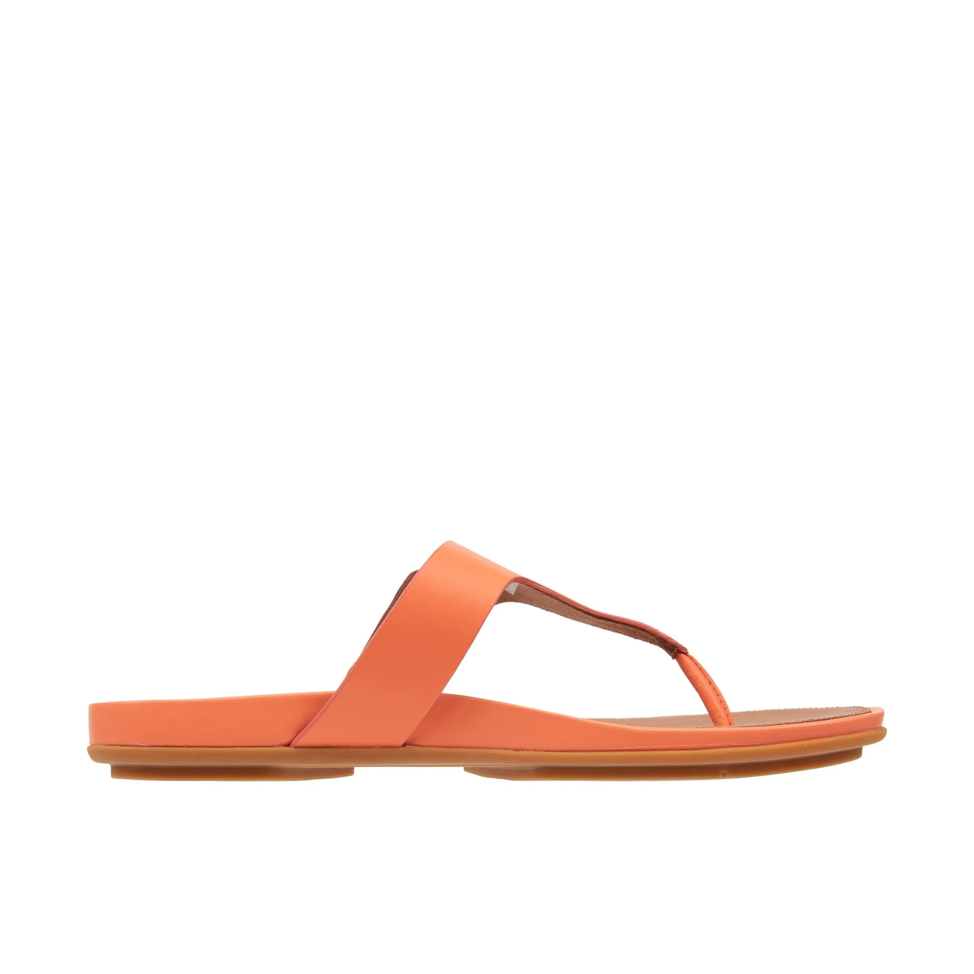 FitFlop Womens Gracie Rubber-Buckle Leather Toe Post Sandals  Sunshine Coral