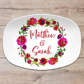 Floral Flower Wreath Design | Personalized Platter