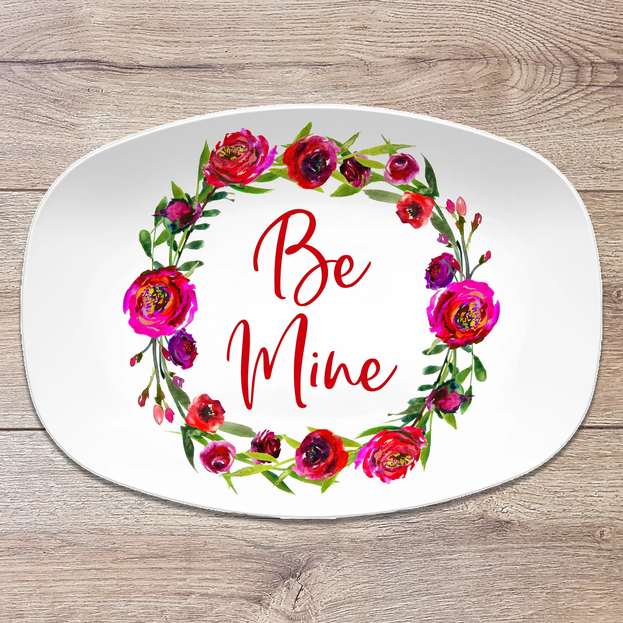 Floral Flower Wreath Design | Personalized Platter