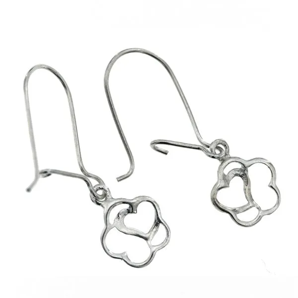 Flower with Open Heart F-Hook Earrings