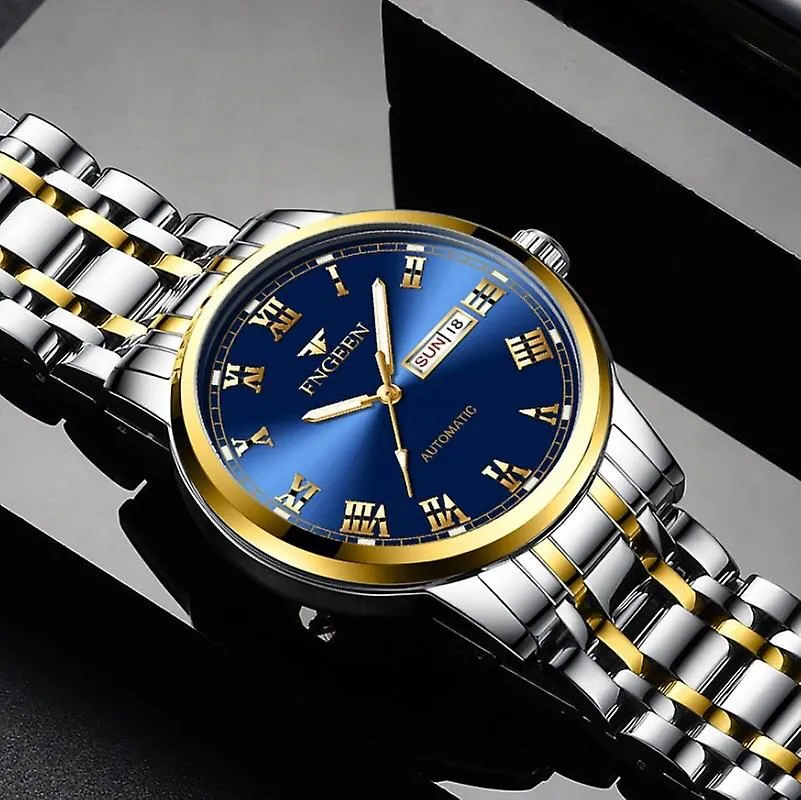 Fngeen 4002 Men Waterproof Sports Watch Gold Blue W476921