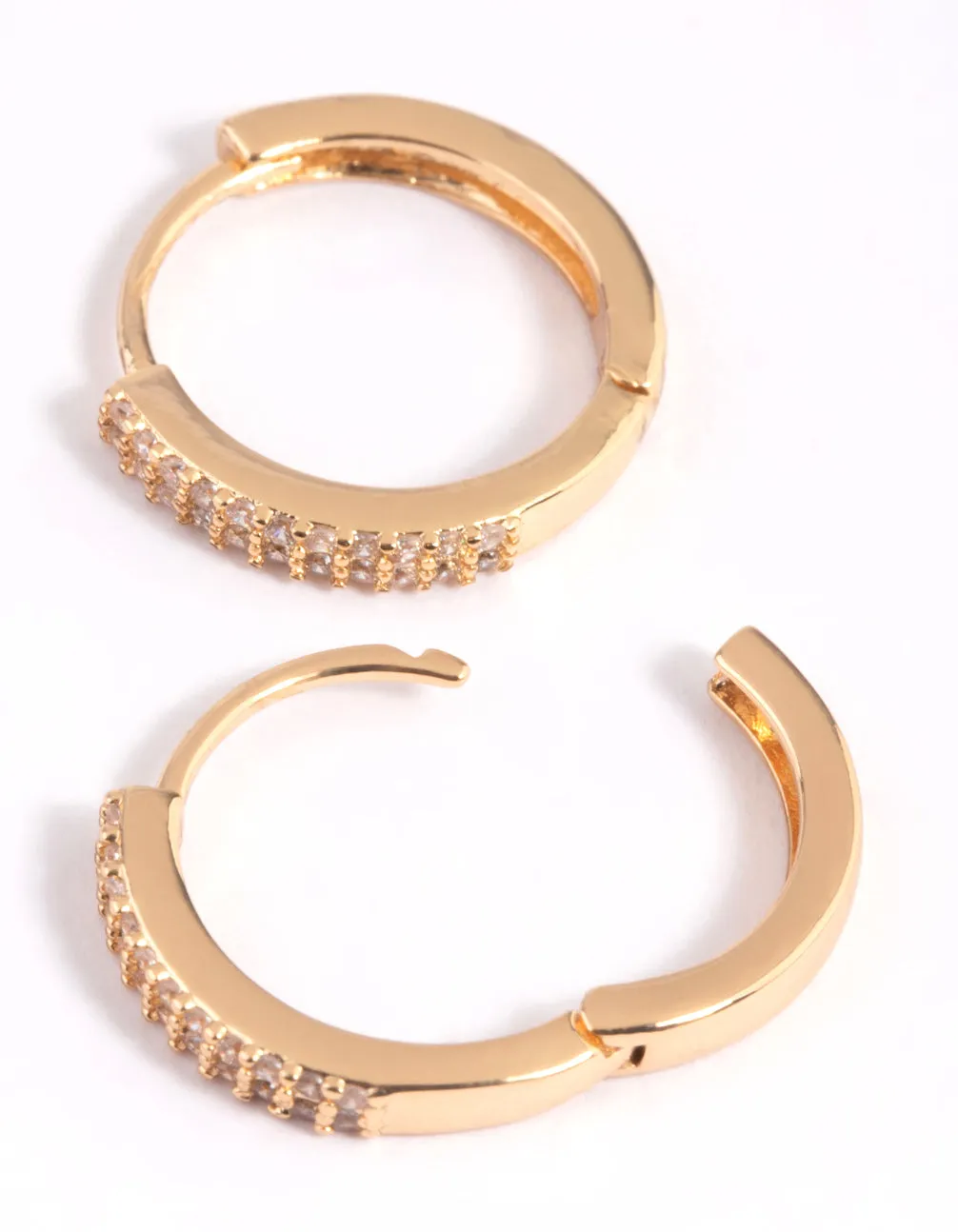 Gold Plated Cubic Zirconia Small Huggie Hoop Earrings