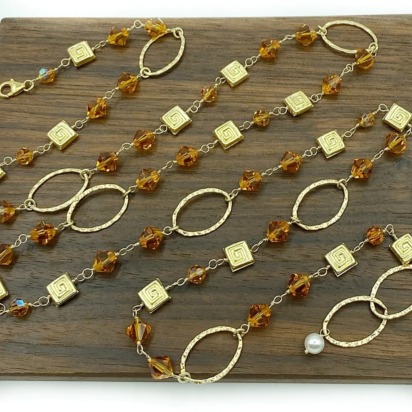 Golden Topaz Crystal Lariat Necklace