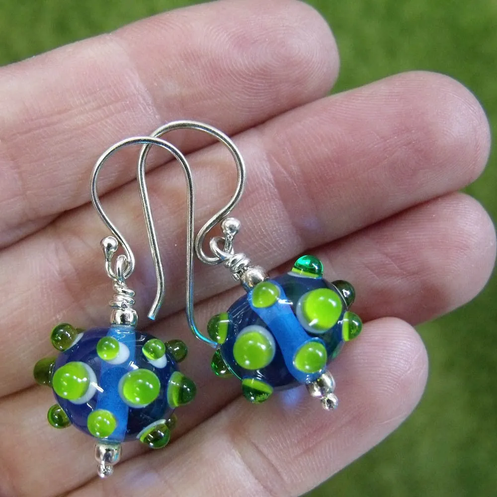 grass and sky sputnik earrings