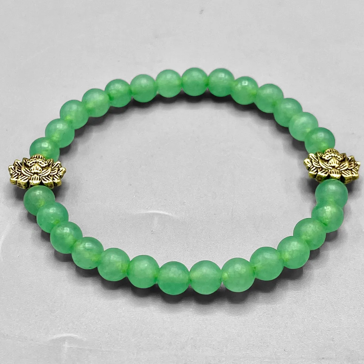 Green Agate and Lotus Bracelet