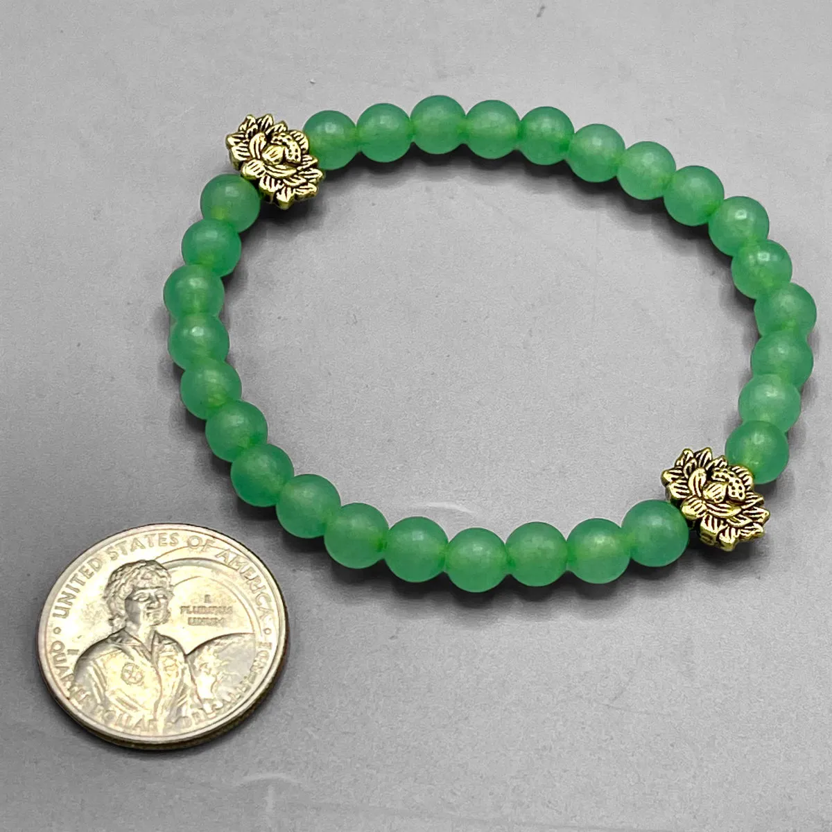 Green Agate and Lotus Bracelet