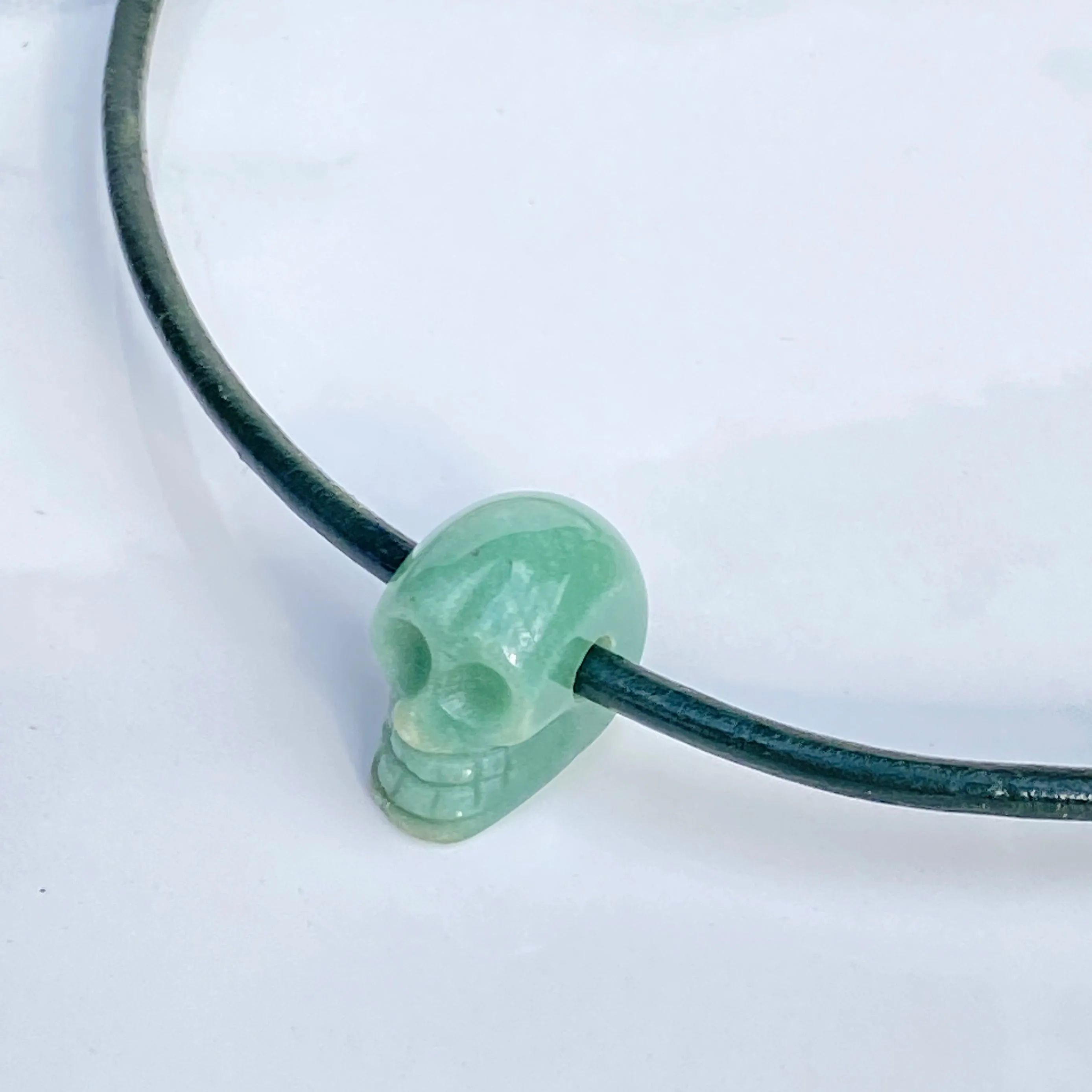 Green Aventurine Skull Necklace