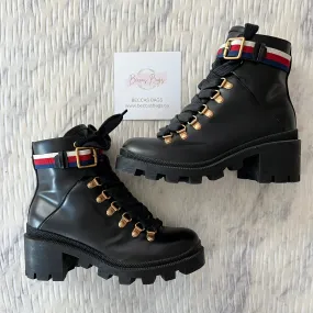 GUCCI Black Leather Sylvie Boots