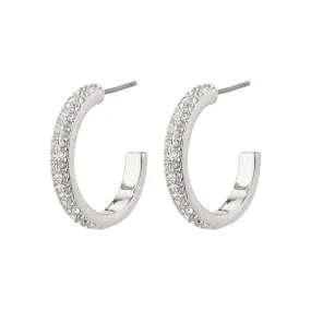 Heat Silver Plated Crystal Hoops