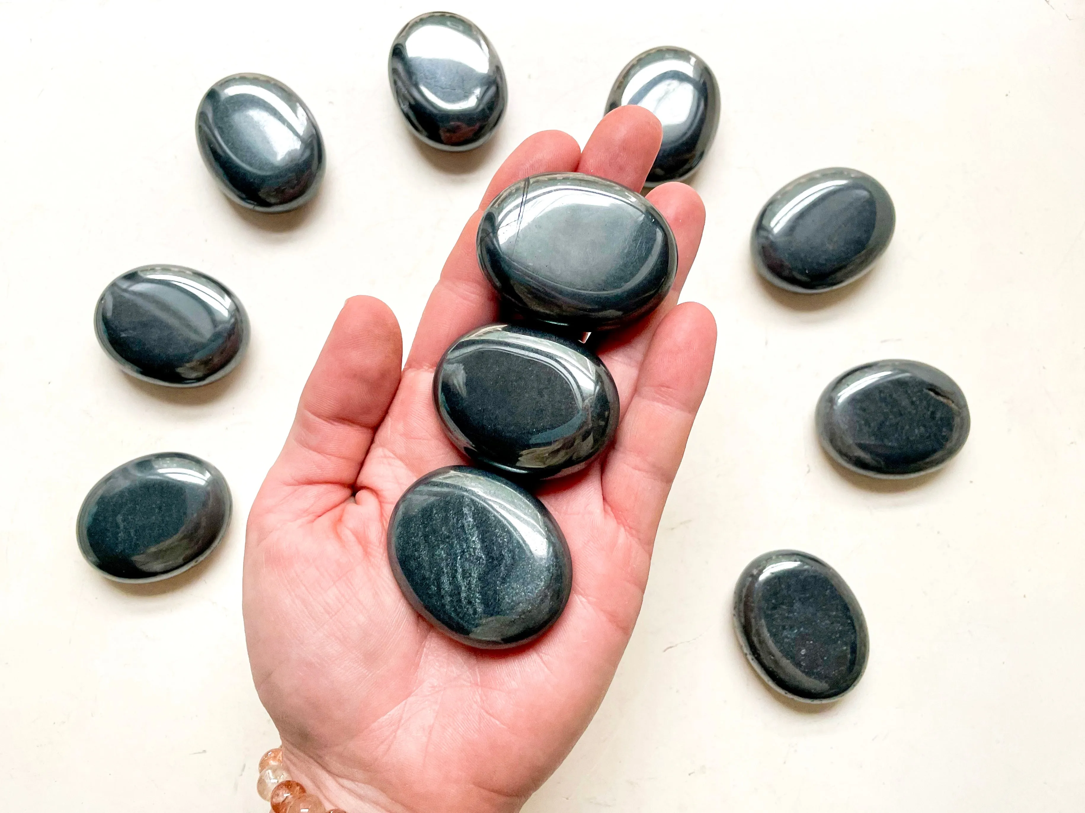 Hematite Palm Stone || Africa