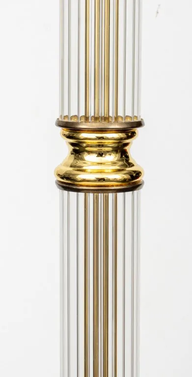 Hollywood Regency Glass & Gold-Tone Metal Lamp