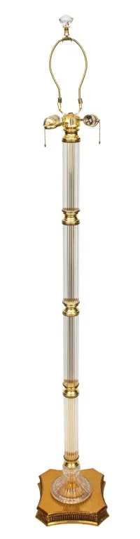 Hollywood Regency Glass & Gold-Tone Metal Lamp