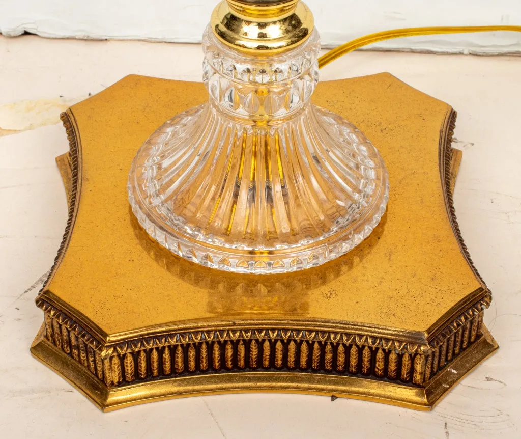 Hollywood Regency Glass & Gold-Tone Metal Lamp