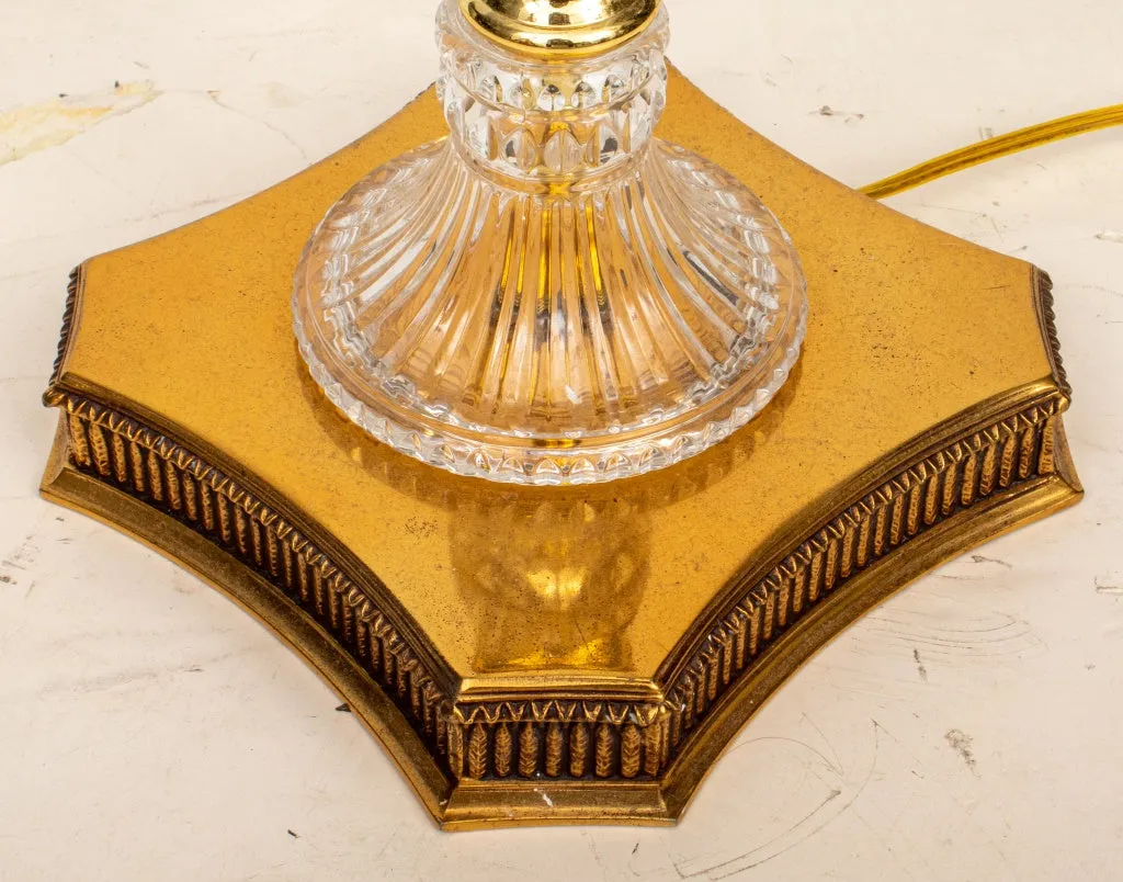 Hollywood Regency Glass & Gold-Tone Metal Lamp