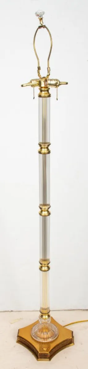 Hollywood Regency Glass & Gold-Tone Metal Lamp