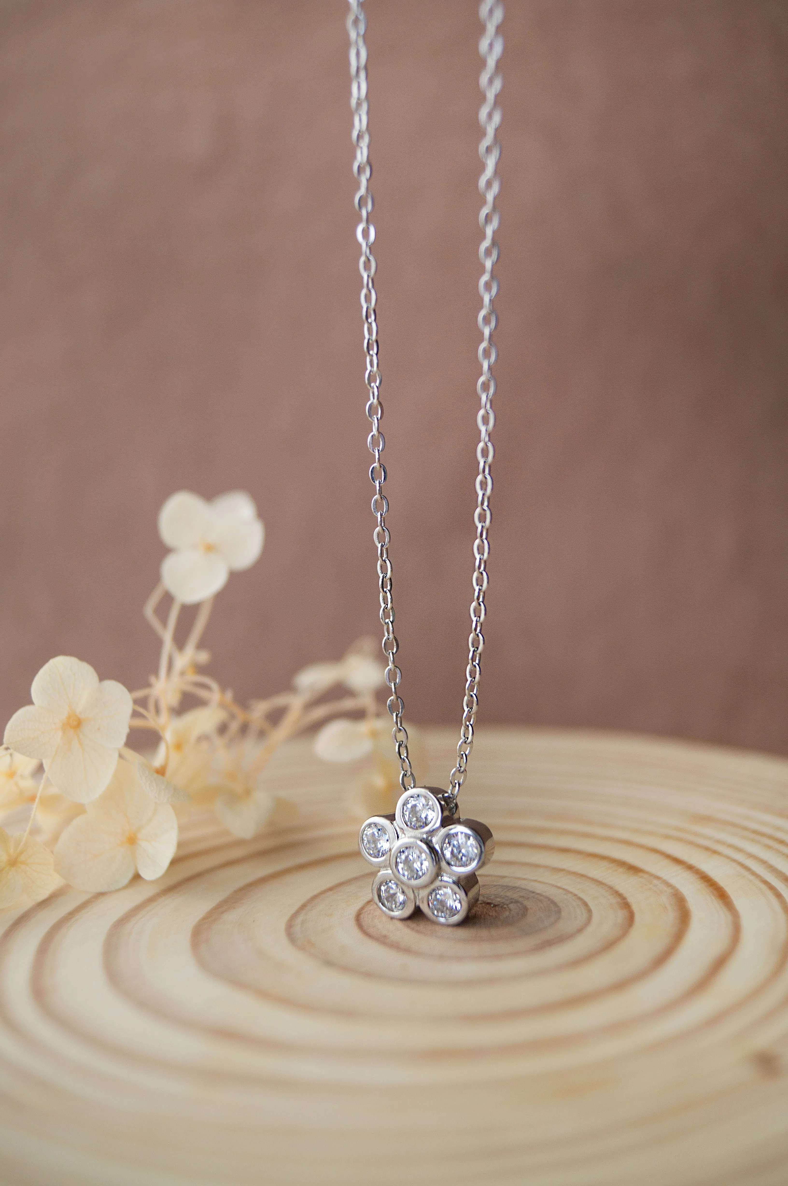 Just A Flower Sterling Silver Chain Necklace