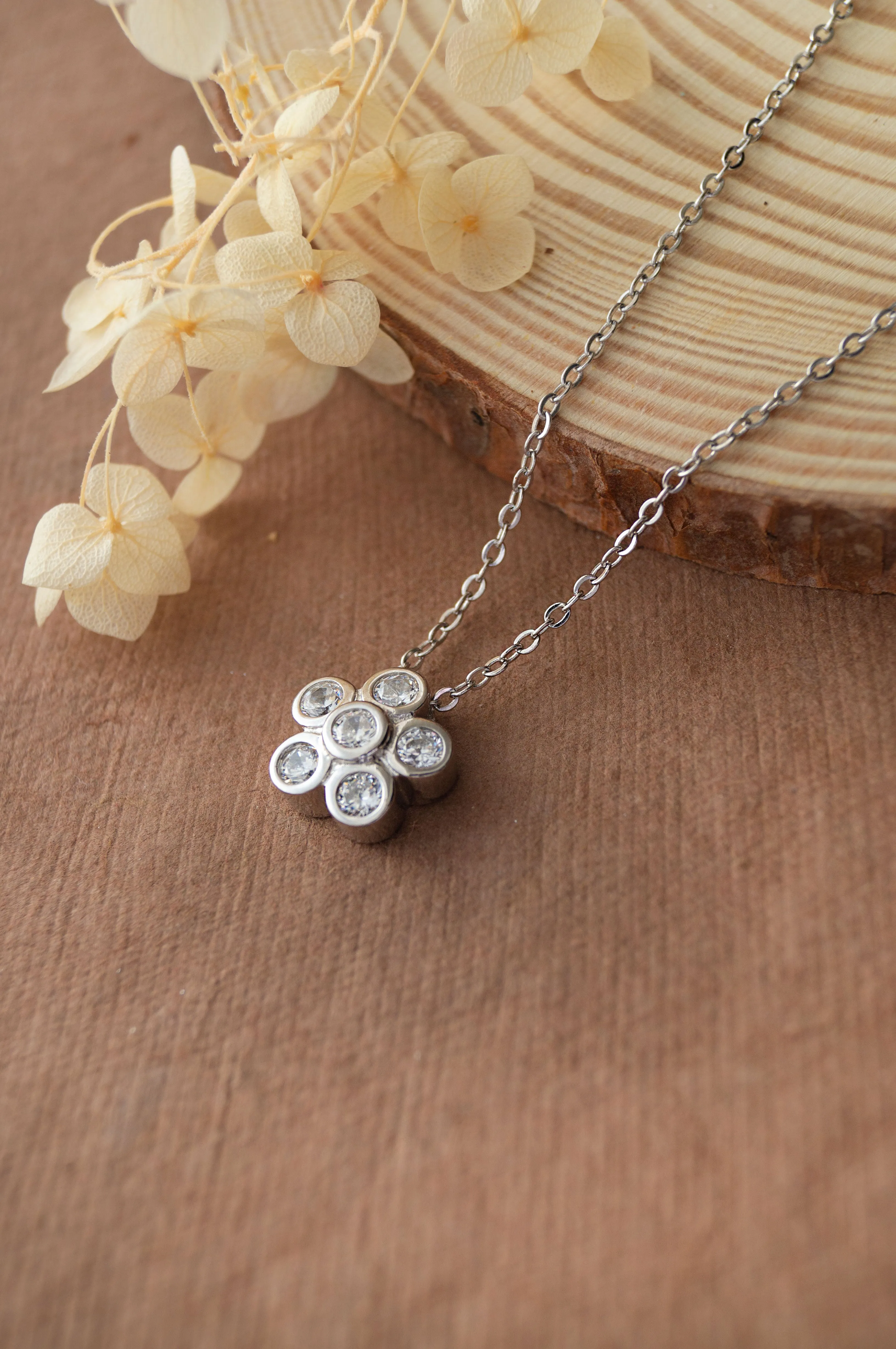 Just A Flower Sterling Silver Chain Necklace