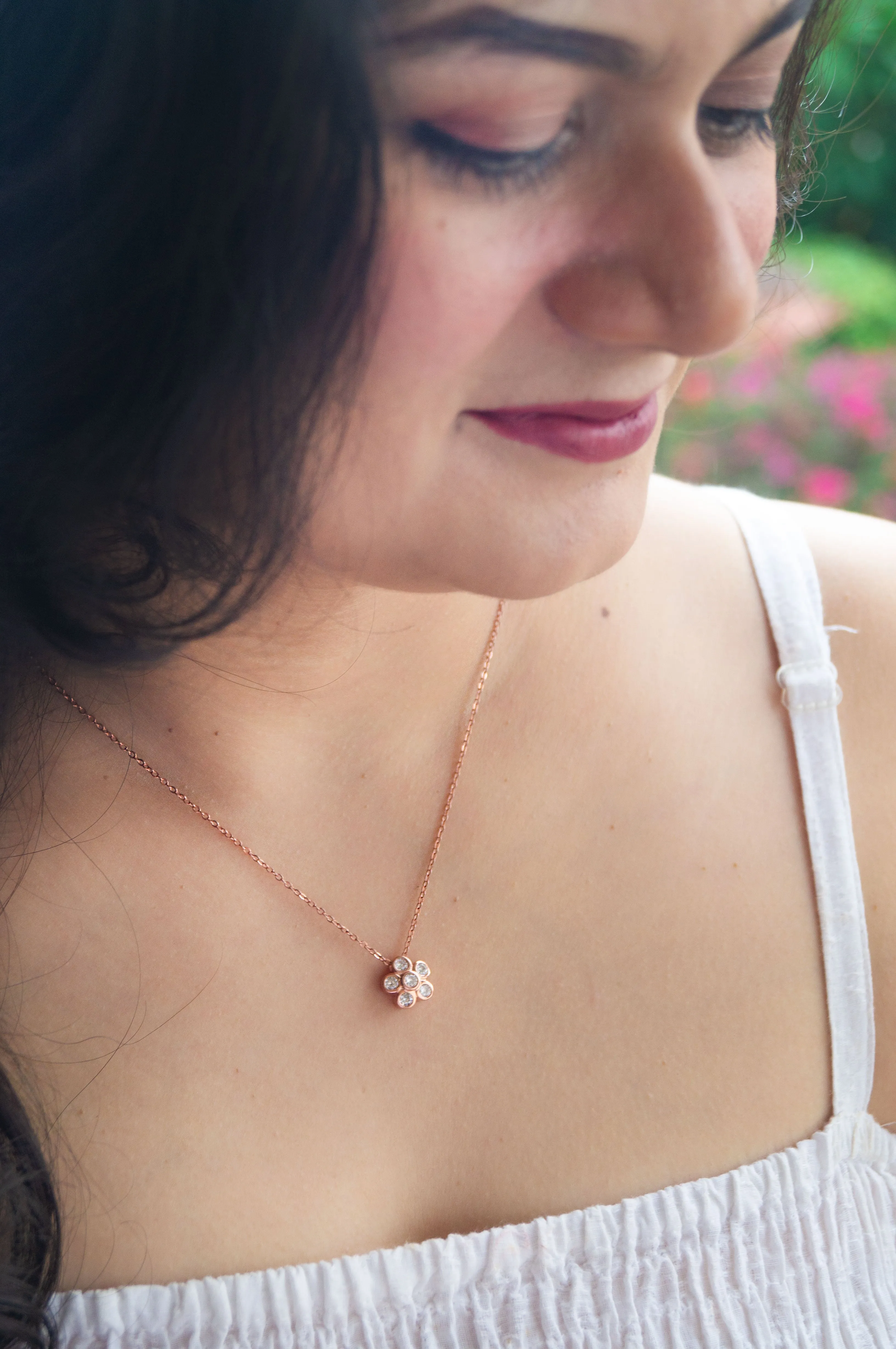 Just A Flower Sterling Silver Chain Necklace