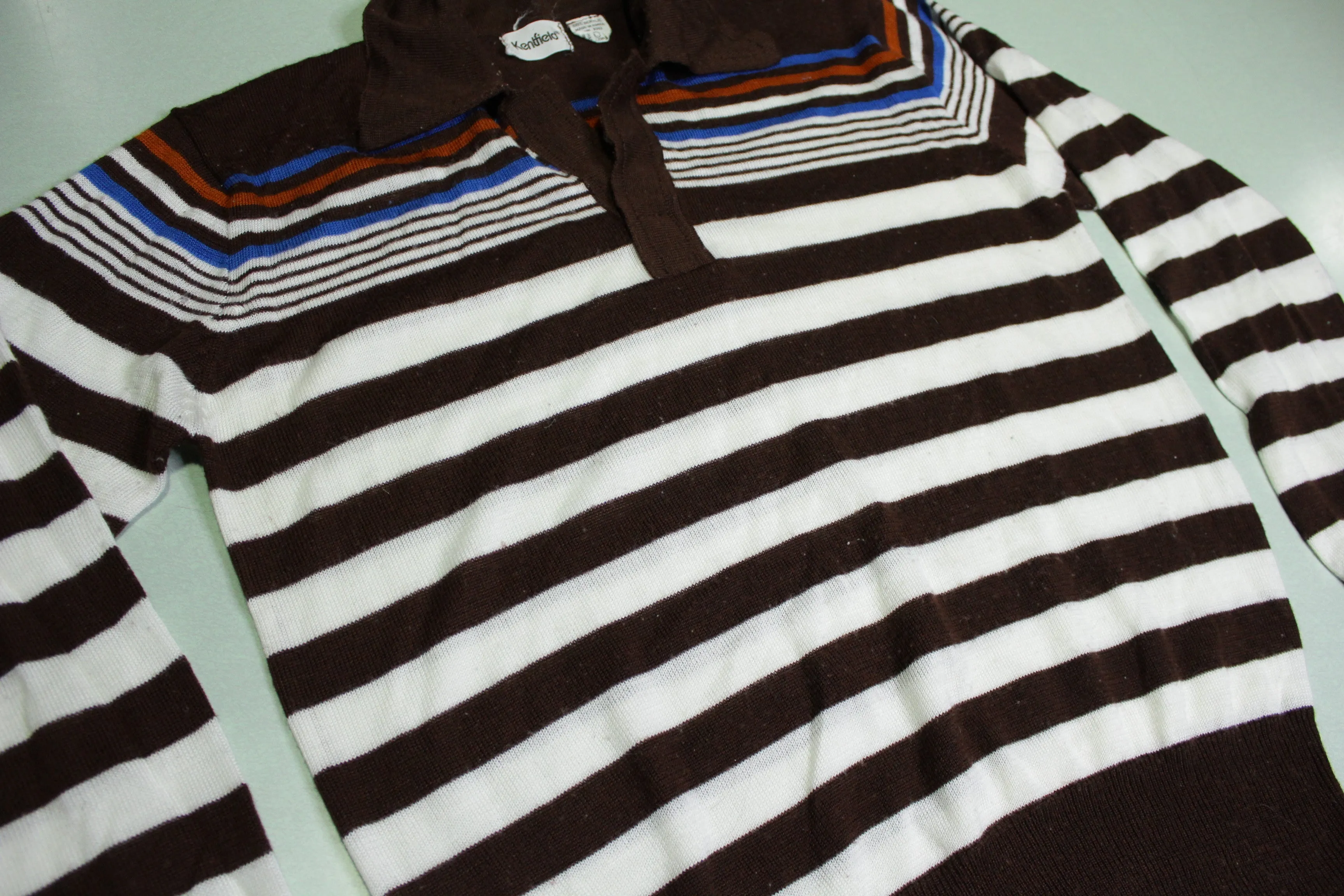 Kentfield Vintage 80's Striped Polo Fall Winter Christmas Fireplace Sweater