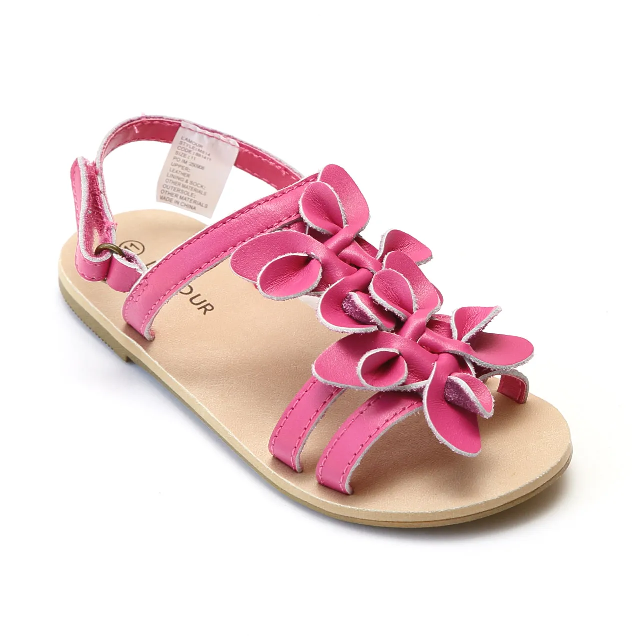 L'Amour Girls Flower Blossom Triple Strap Sandal