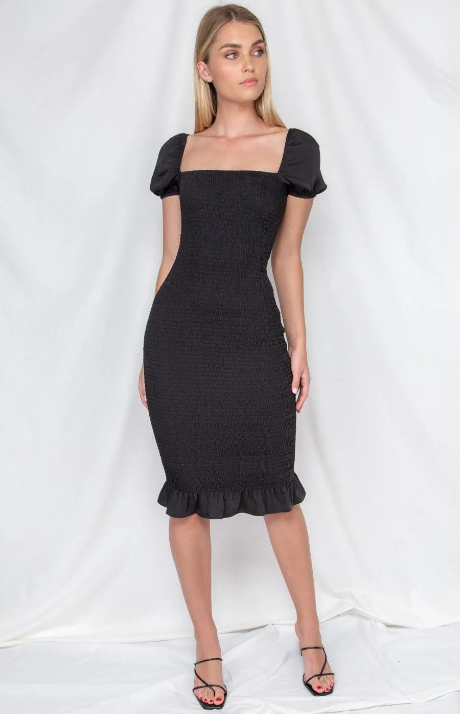 Lana Midi  Dress - Black