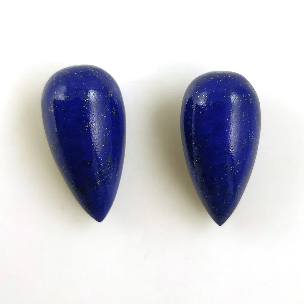 LAPIS LAZULI Gemstone Cabochon : 47.50cts Natural Untreated Blue Lapis Gemstone Fancy Shape Cabochon 23*12(h)mm-24*12(h)mm 2Pcs For Jewelry