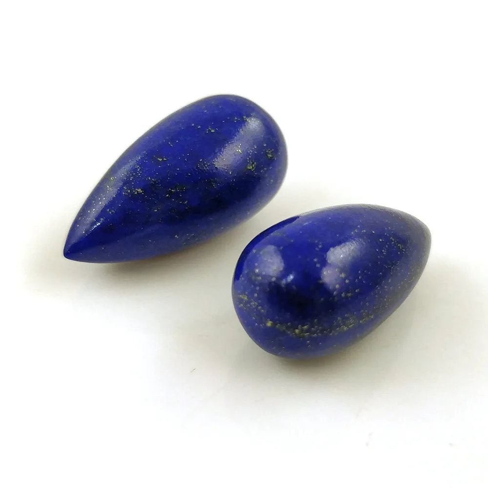 LAPIS LAZULI Gemstone Cabochon : 47.50cts Natural Untreated Blue Lapis Gemstone Fancy Shape Cabochon 23*12(h)mm-24*12(h)mm 2Pcs For Jewelry