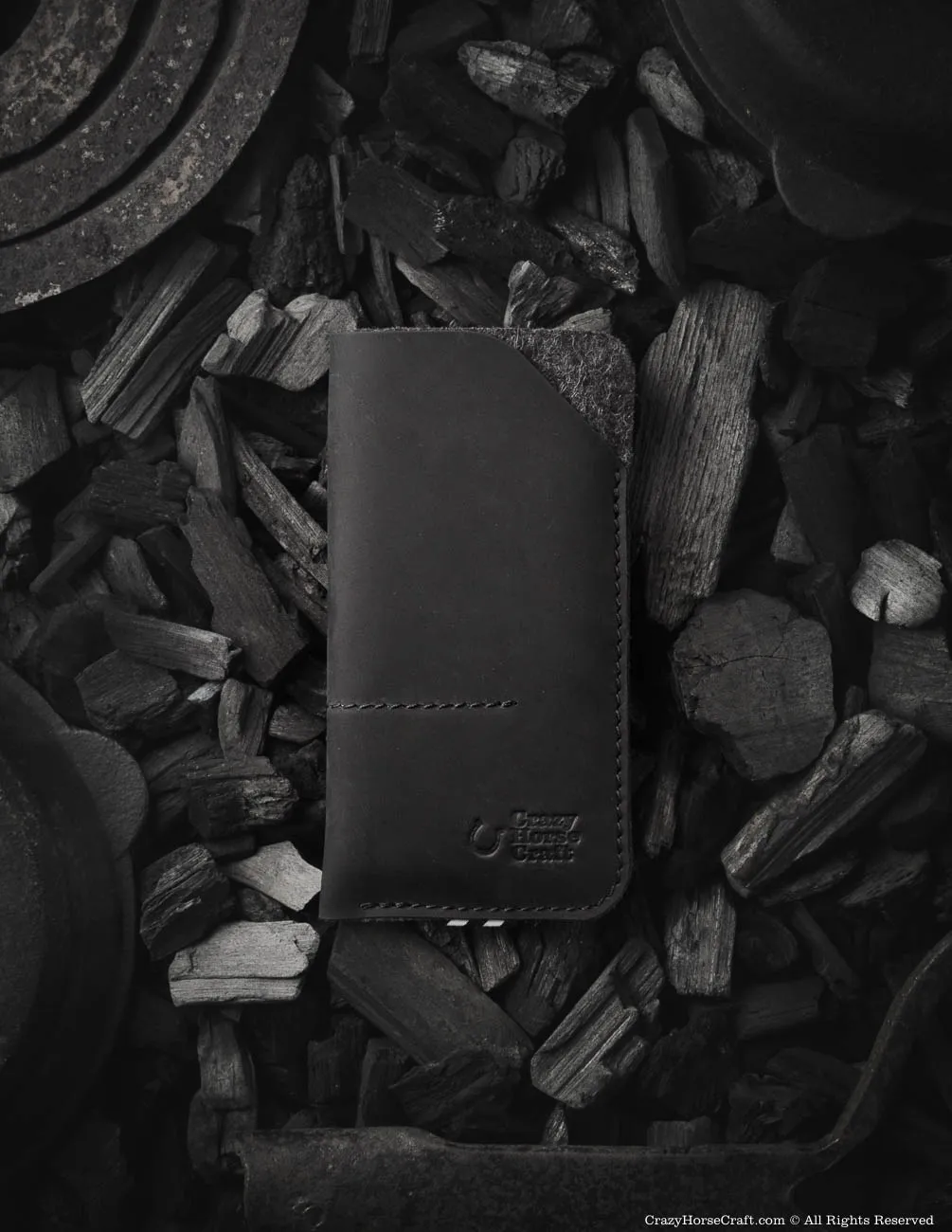 Leather Phone Case / Wallet with Card Pockets | Carbon Black