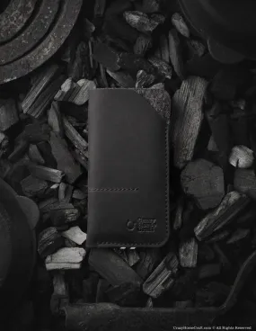 Leather Phone Case / Wallet with Card Pockets | Carbon Black