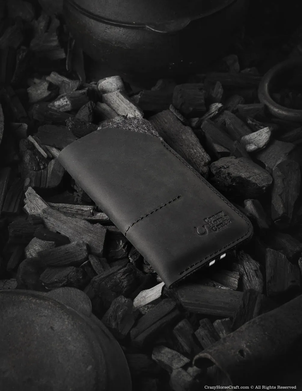 Leather Phone Case / Wallet with Card Pockets | Carbon Black