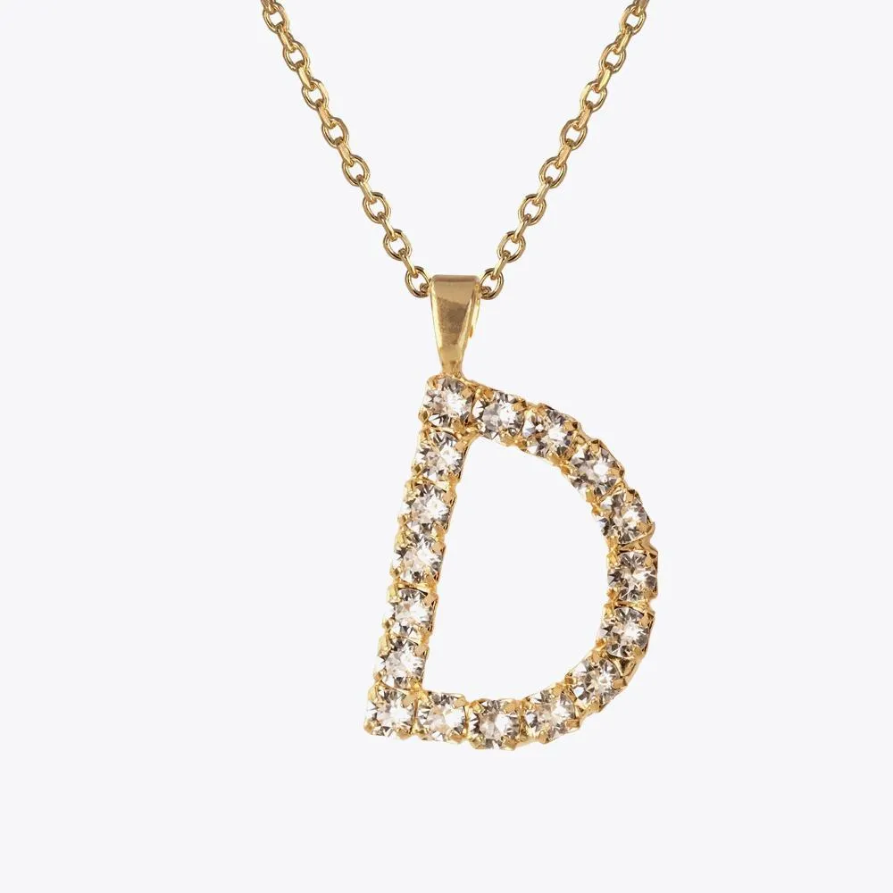 Letter Necklace D / Crystal