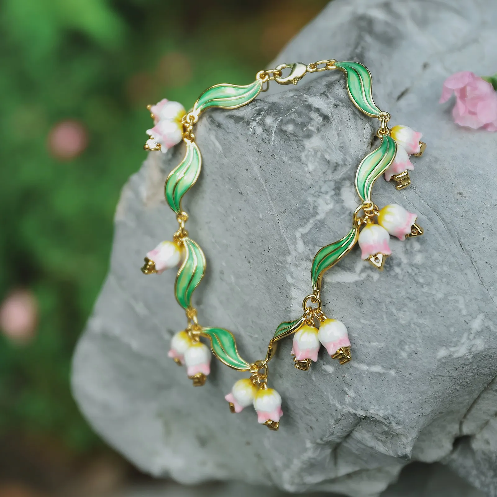 Lily Of The Valley Enamel Bracelet