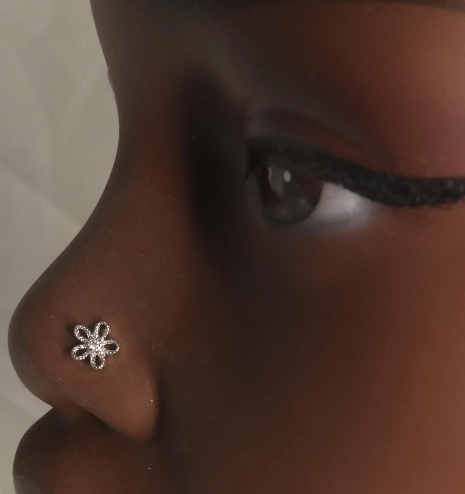 Little Rhinestone Flower Nose Stud Piercing