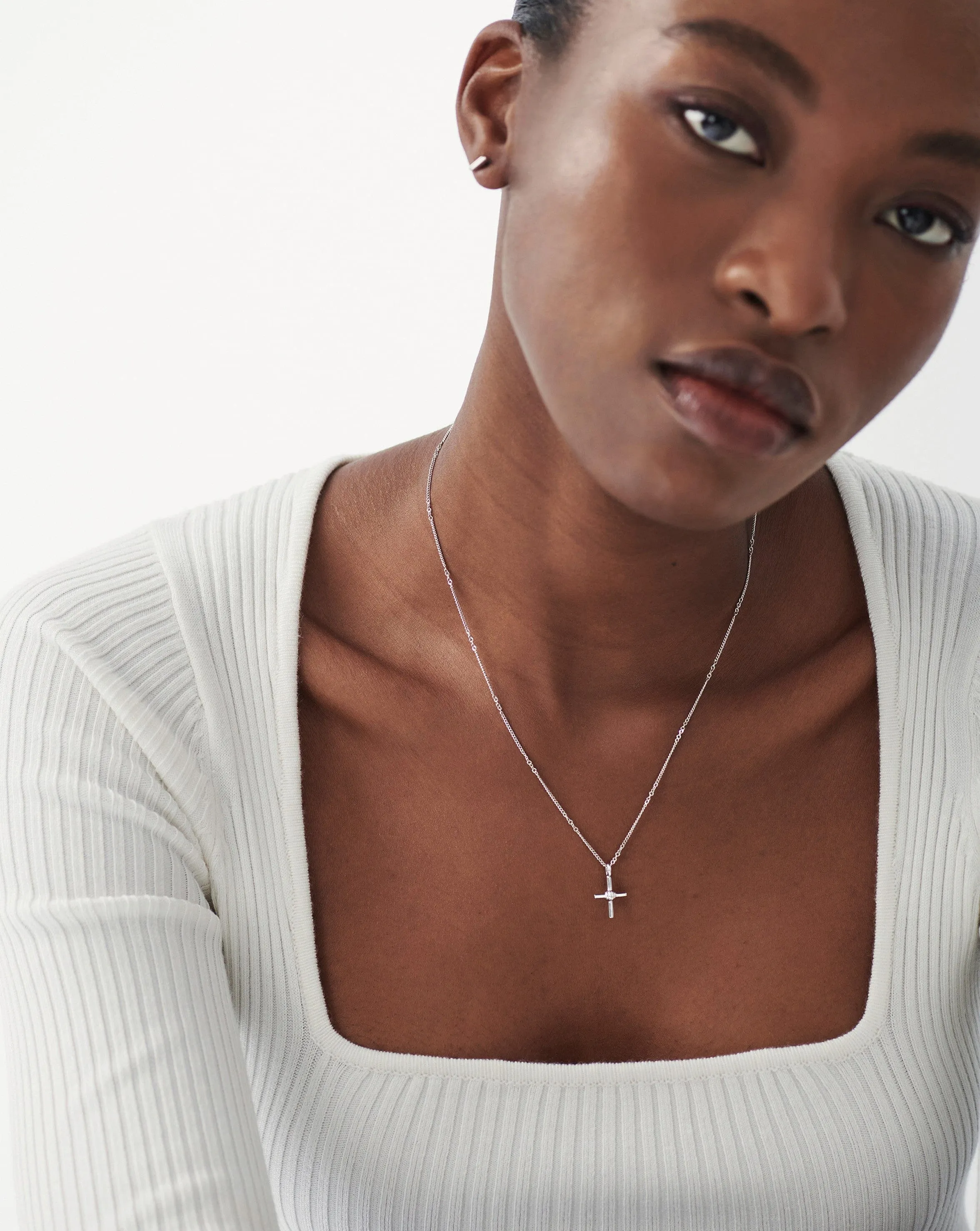 Lucy Williams Ridge Cross Necklace | Sterling Silver