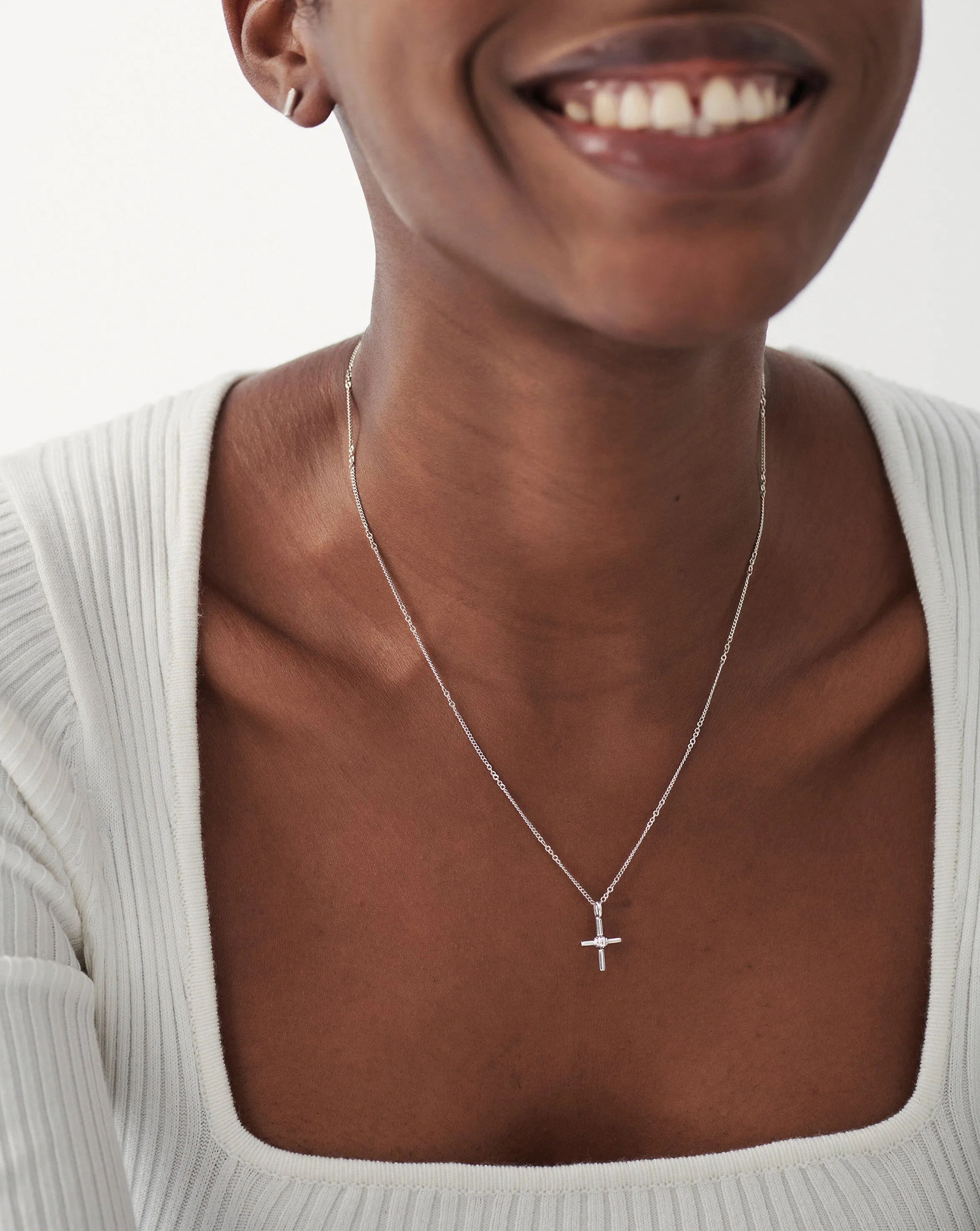 Lucy Williams Ridge Cross Necklace | Sterling Silver