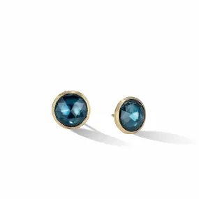 Marco Bicego Jaipur 18K Yellow Gold London Blue Topaz Bezel Stud Earrings