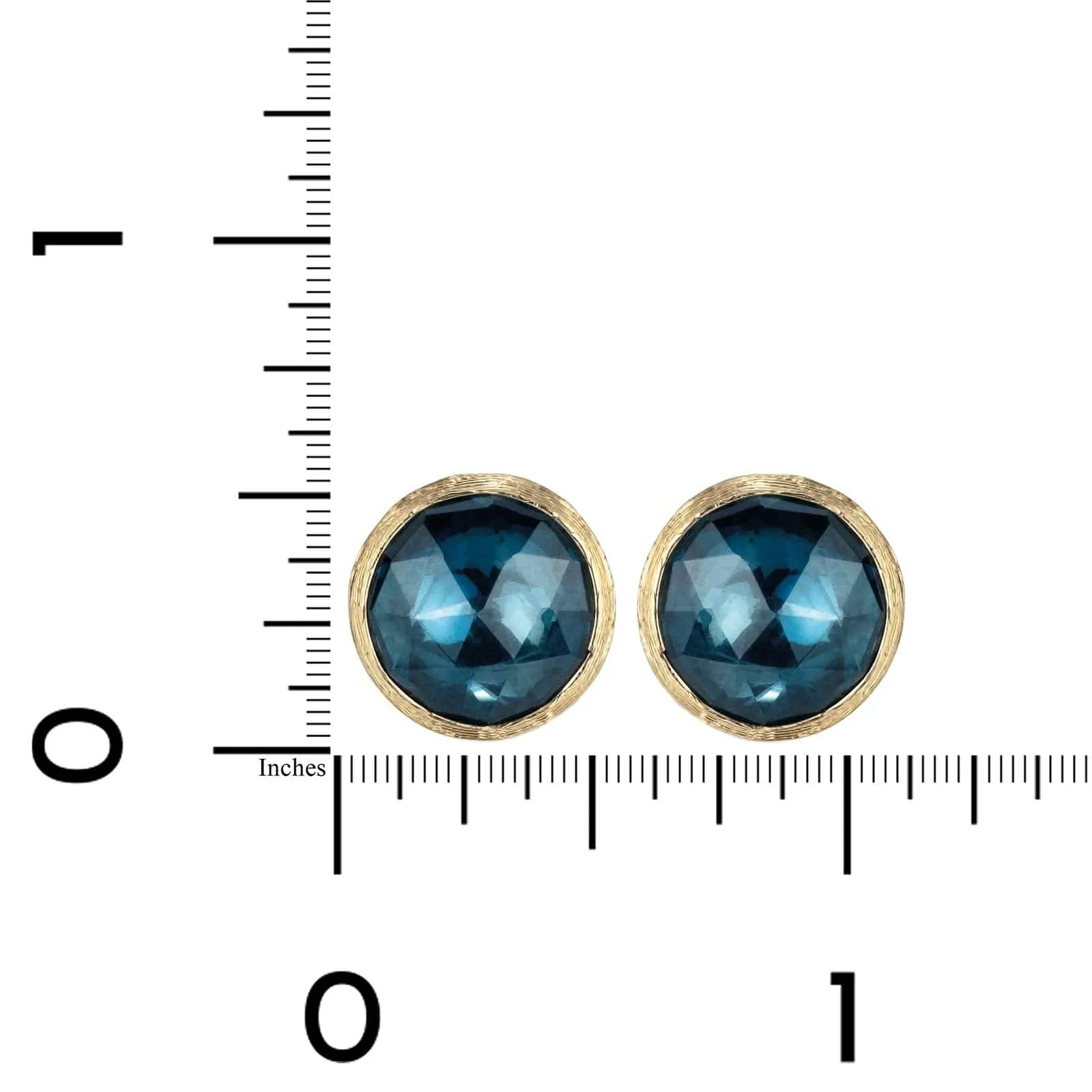 Marco Bicego Jaipur 18K Yellow Gold London Blue Topaz Bezel Stud Earrings