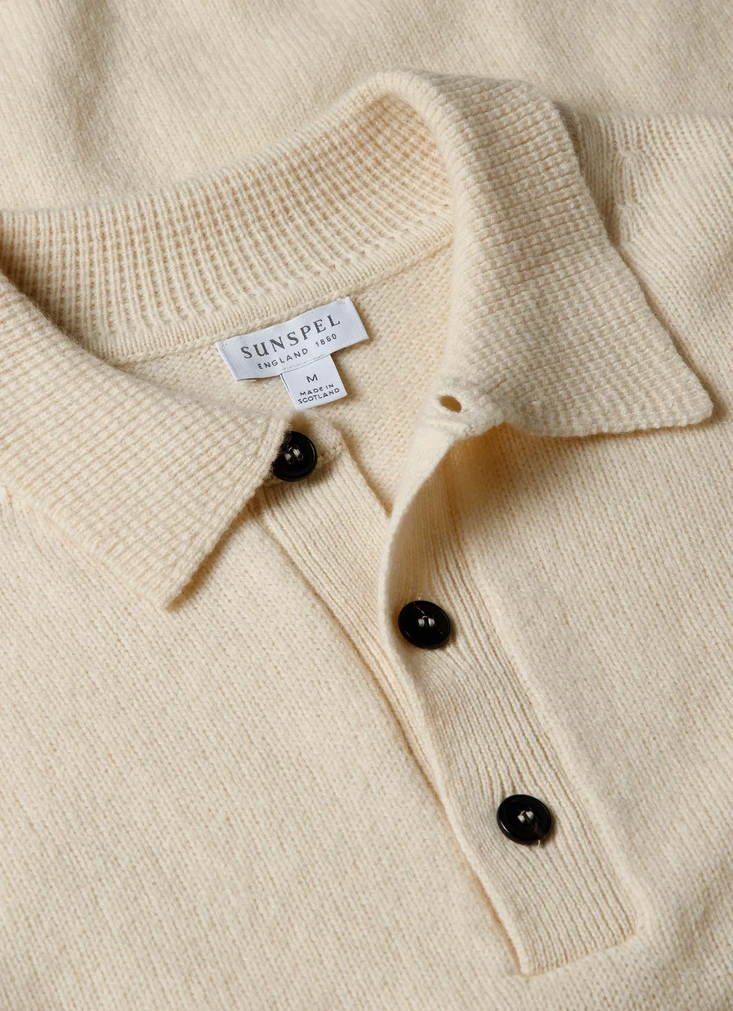 Men's Lambswool Polo Shirt in Ecru