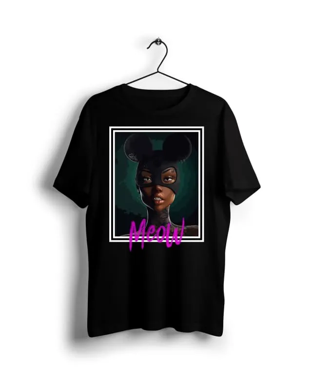 Meow Cat Girl  - Digital Graphics Basic T-shirt Black