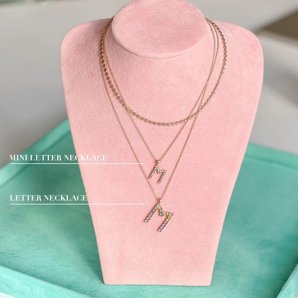 Mini Letter Necklace S / Crystal