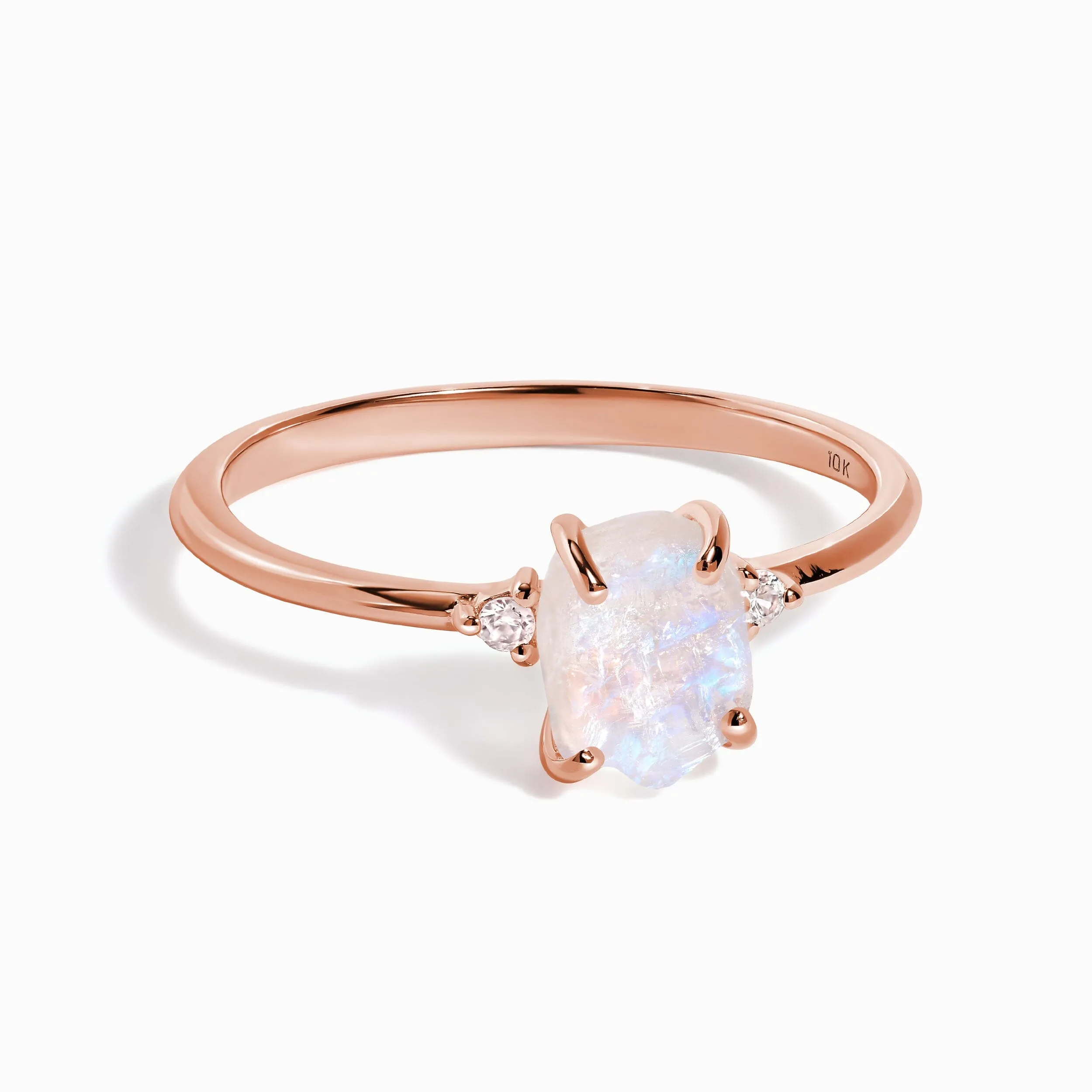 Moonstone Lab Diamond Ring - Petite Raw Allure