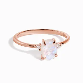 Moonstone Lab Diamond Ring - Petite Raw Allure