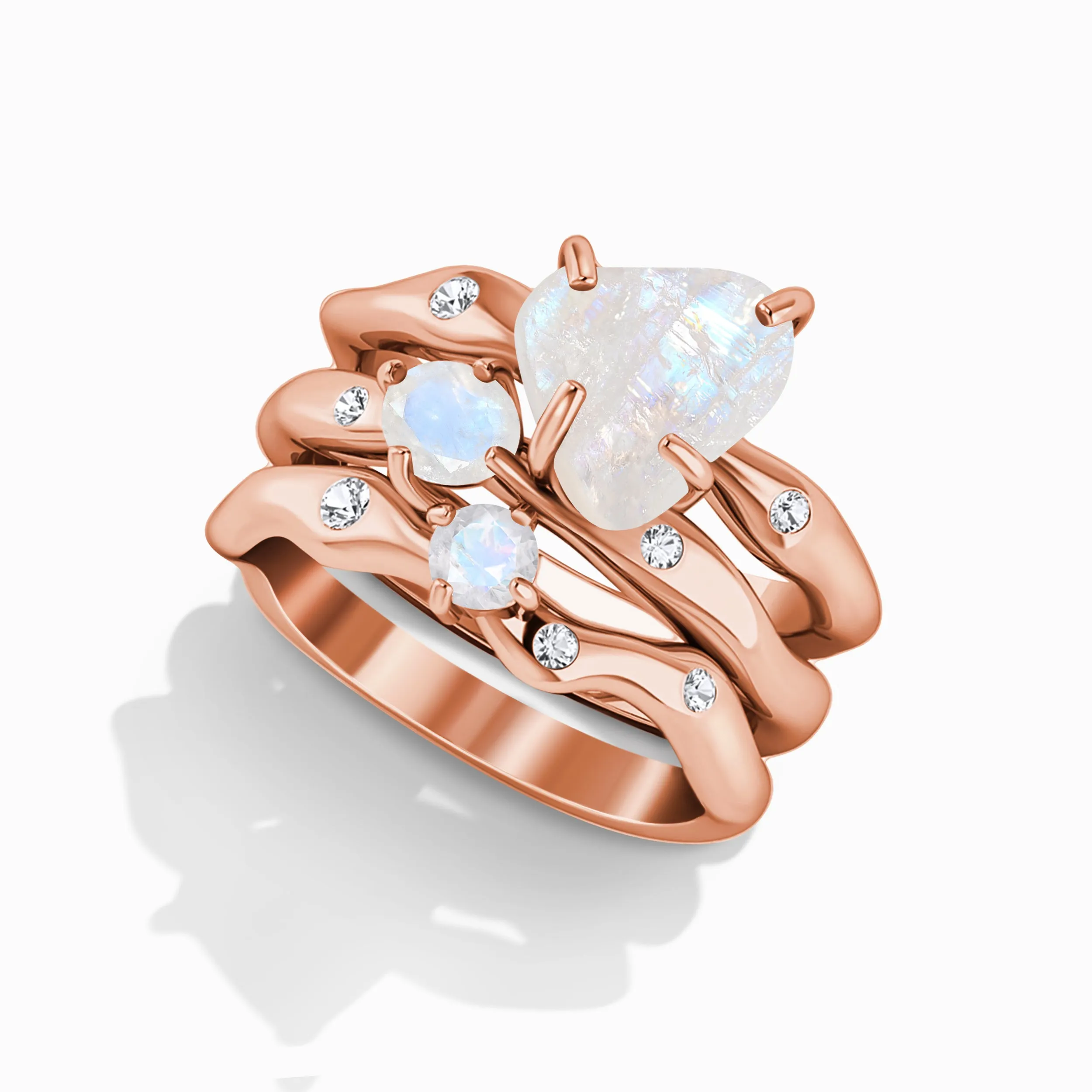 Moonstone Ring - Dazzling Trinity