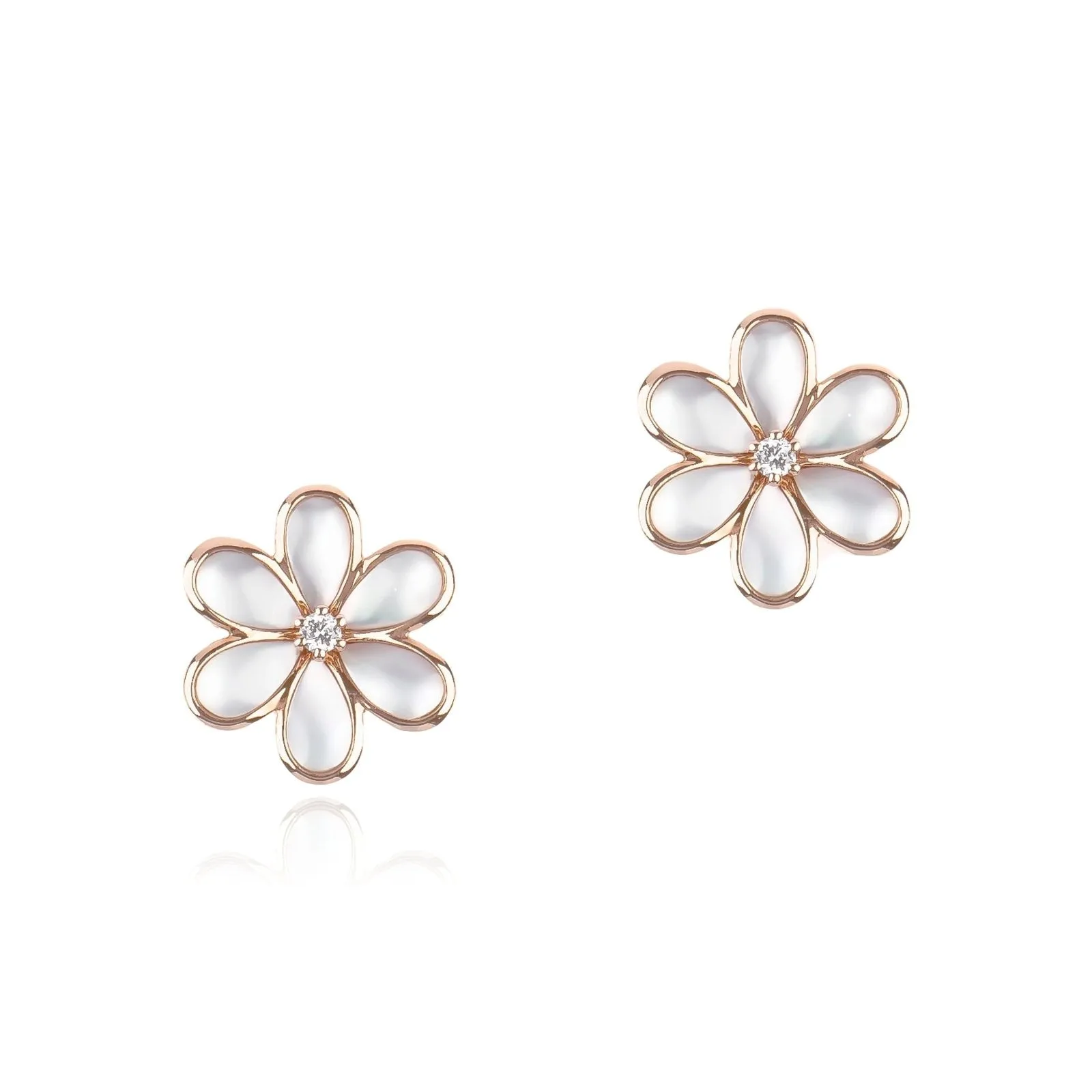 Mother of Pearl and Diamond Flower Earrings