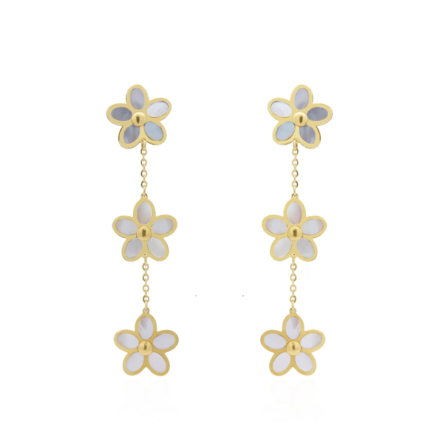 Mother of Pearl Flower Dangle Earrings