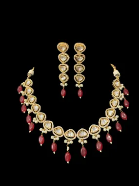 NS2 Surabhi cz polki set with ruby beads ( READY TO SHIP)